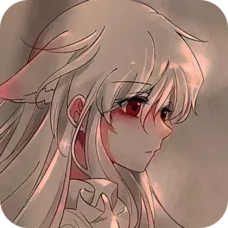 🤲 anime, girl, red eyes, white hair, cat ears, cute telegram sticker