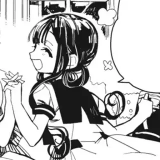 🍇 anime, manga, character, smiling, black and white telegram sticker