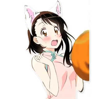 😳 anime, garota, orelhas de gato, fofo, ilustração telegram sticker