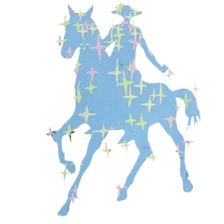 🏇 horse, stars, blue, sticker, cute, animal telegram sticker