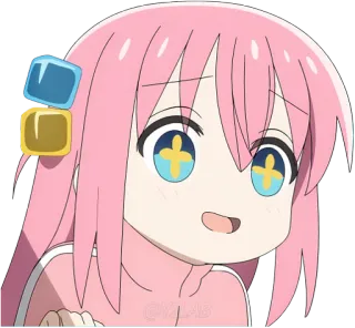 🤩 Bocchi อนิเมะ, ผมสีชมพู, น่ารัก, ผู้หญิง, การ์ตูน, Bocchi the Rock telegram sticker