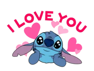 ❤ Stitch Lilo & Stitch I Love You carino, amore, disney, alieno, personaggio, cuore, animazione telegram sticker
