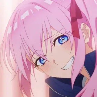 🌷 Anime, Mädchen, rosa Haare, lächelnd, süß, Cartoon, Manga telegram sticker