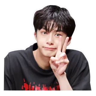 ✌️ เด็กผู้ชาย, ผู้ชาย, คน, เกาหลี, เอเชีย, ยิ้ม, สันติภาพ, ท่าทางมือ telegram sticker