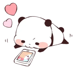 💬 Panda, Mono, Amor, Corazones, Animal telegram sticker