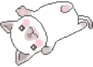 🥡 kot, słodki, pixel art, zwierzę, biały whatsapp sticker