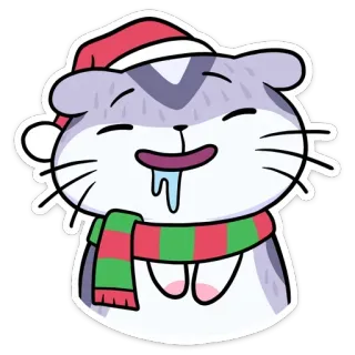 🤤 แมว, คริสต์มาส, ผ้าพันคอ, การ์ตูน, สัตว์, น่ารัก, วันหยุด, ฤดูหนาว telegram sticker