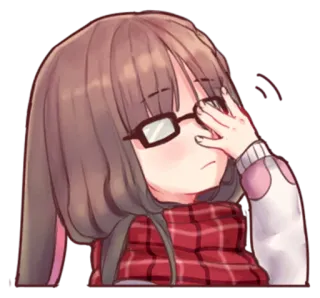 😏 anime girl, glasses, cute, sticker, cartoon, girl, kawaii telegram sticker