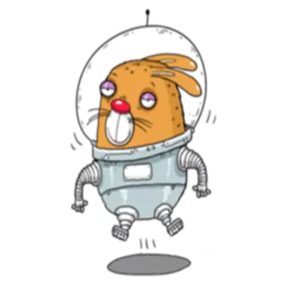 👨‍🚀 Cartone animato, Coniglio, Astronauta, Spazio, Animale, Tuta whatsapp sticker