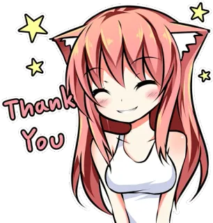 😊 Thank You Anime, Chica gato, Gracias, Kawaii, Lindo whatsapp sticker