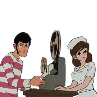 🎥 Anime, Cartoon, Filmprojektor, Krankenschwester, Animiert telegram sticker