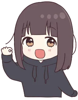 👌 Аниме девушка, Мультфильм, Счастливый, Взволнованный, Каваий telegram sticker