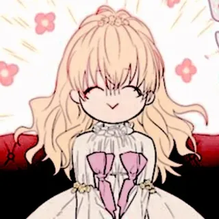 🍼 卡通, 可爱, 动漫, 角色, 金发, 女孩, 粉色花朵 whatsapp sticker