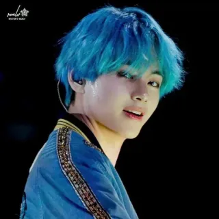 ⚔ V K-pop, singer, blue hair, BTS, idol, person telegram sticker