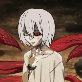 😭 anime, horror, ghoul, gore, monster, violence, middle finger whatsapp sticker