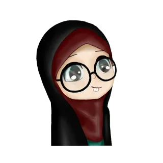🤓 hijab, muslim, girl, character, glasses, cartoon telegram sticker