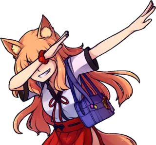 😎 anime girl, fox girl, dabbing, school uniform, kawaii, cute telegram sticker