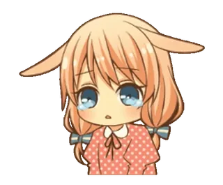 😢 anime, triste, chorando, menina, desenho animado whatsapp sticker