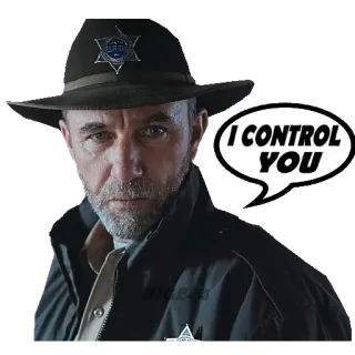 👁 I CONTROL YOU homem, chapéu, uniforme, oficial, balão de fala, controle, autoridade telegram sticker