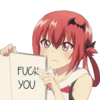 😒 FUCK YOU アニメ, 悪魔, 女の子, 攻撃的, 風刺, 皮肉, アニメの女の子 telegram sticker