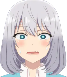 😰 anime, dziewczyna, zszokowana, przestraszona, zmartwiona, emocje telegram sticker