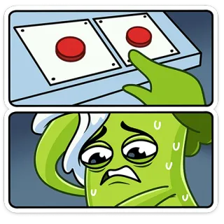 😬 만화, 버튼, 스트레스, 불안, 결정, 걱정 telegram sticker