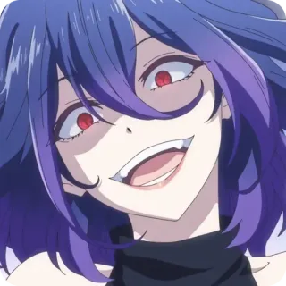 😈 Anime, Fille, Effrayant, Sourire, Personnage, Femme, Yeux rouges telegram sticker
