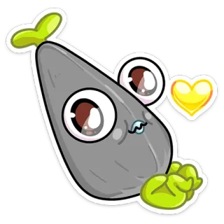 ❤️ Samen, Pflanze, Cartoon, Kawaii, Süß, Herz, Augen whatsapp sticker