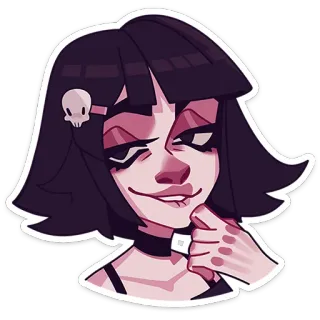 😏 женщина, готика, череп, мультфильм, лицо, эмо, девушка, волосы telegram sticker
