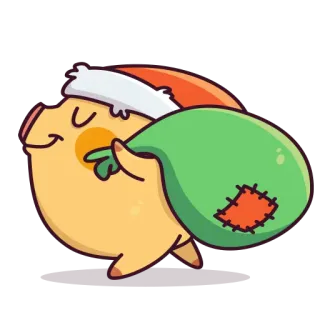 🎁 porco, natal, gorro de papai noel, bolsa, desenho animado whatsapp sticker