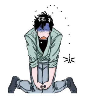 😧 anime, character, cartoon, shocked, kneeling, worried, anxious telegram sticker