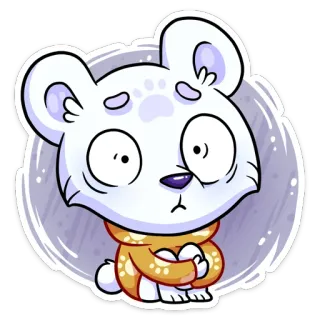 😳 niedźwiedź polarny, słodki, szalik, zwierzę, kreskówka, naklejka telegram sticker