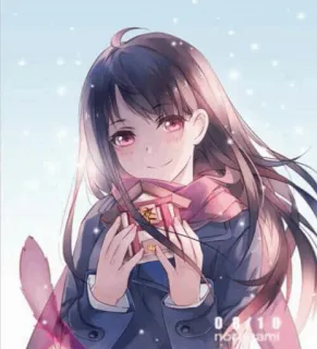 ✨ Anime, Garota, Inverno, Neve, Fofo, Mangá, Arte telegram sticker