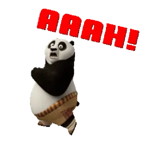 😳 Po Kung Fu Panda AAAH! Panda, spaventato, cartone animato, Kung Fu telegram sticker