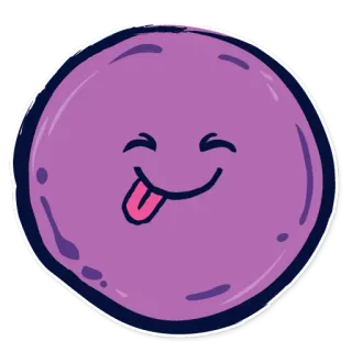 😋 morado, cara, feliz, lengua, dibujos animados, emoji telegram sticker
