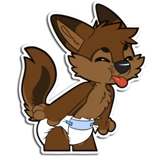 😝 furry, wolf, diaper, cute, cartoon, animal, anthro telegram sticker