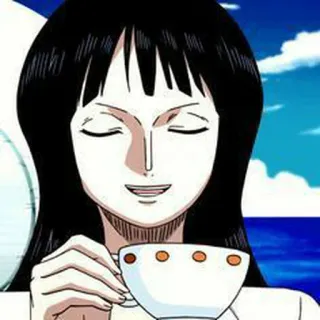 👑 Nico Robin One Piece Animé, One Piece, Nico Robin, Tasse, Thé, Boire whatsapp sticker