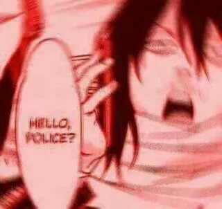 🚔 HELLO, POLICE? anime, meme, hello police, police, funny, sarcastic telegram sticker