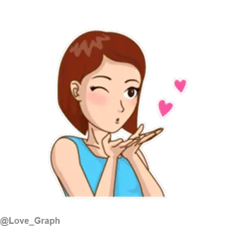 😘 woman, wink, hearts, love, cartoon telegram sticker
