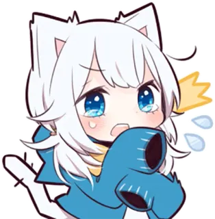 😱 Anime, Catgirl, Chorando, Triste, Kawaii, Fofo, Adesivo telegram sticker