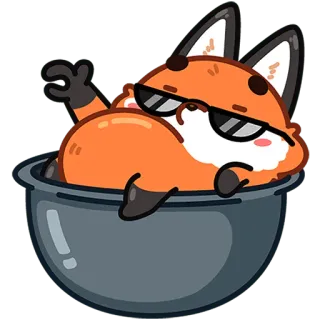 👌 zorro, dibujos animados, tranquilo, relajado, cool, gafas de sol, animal whatsapp sticker