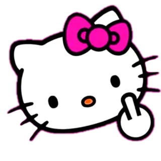 🖕 Hello Kitty cat, kitty, middle finger, offensive telegram sticker