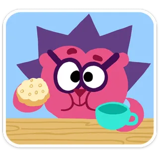 🍽 cartone animato, animale, riccio, caffè, tazza, cibo, biscotto, dolce, carino telegram sticker