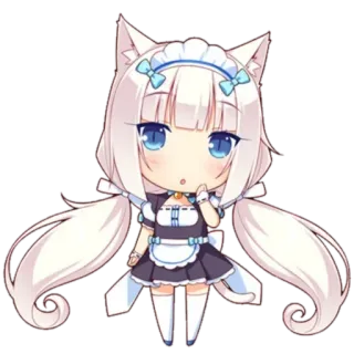 😯 Anime, Ragazza gatto, Maid, Chibi, Kawaii, Neko telegram sticker