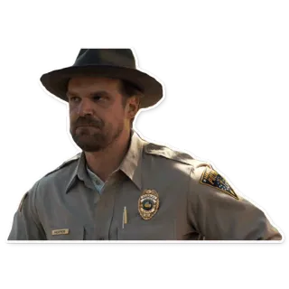 👮 Jim Hopper Stranger Things Jim Hopper, politieagent, hoed, Stranger Things, personage whatsapp sticker