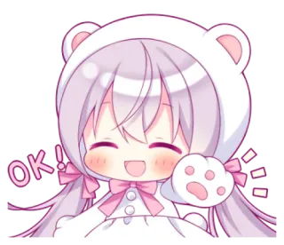 💭 OK! Аниме, Кавай, Милый, Медведь, Ок, Позитив whatsapp sticker