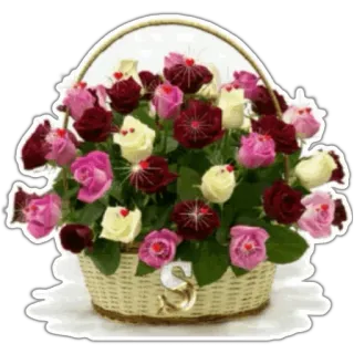 🌹 flowers, roses, basket, floral arrangement, bouquet whatsapp sticker