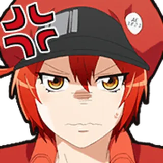 🩸 Red Blood Cell Cells at Work! Anime, Cells at Work, Rote Blutkörperchen, Wütend, Frustriert, Cartoon, Sticker whatsapp sticker