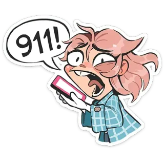 😱 911! Notfall, Hilfe, Cartoon, Telefon, Not, Anruf telegram sticker