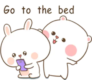 😒 Go to the bed bunny, bear, cute, cartoon, bedtime telegram sticker